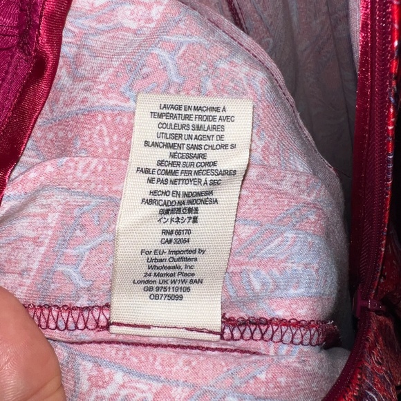 Long Red Jumpsuit Spaghetti Strap V-neck Asian Print Free People by Urban Outfit - Picture 7 of 8